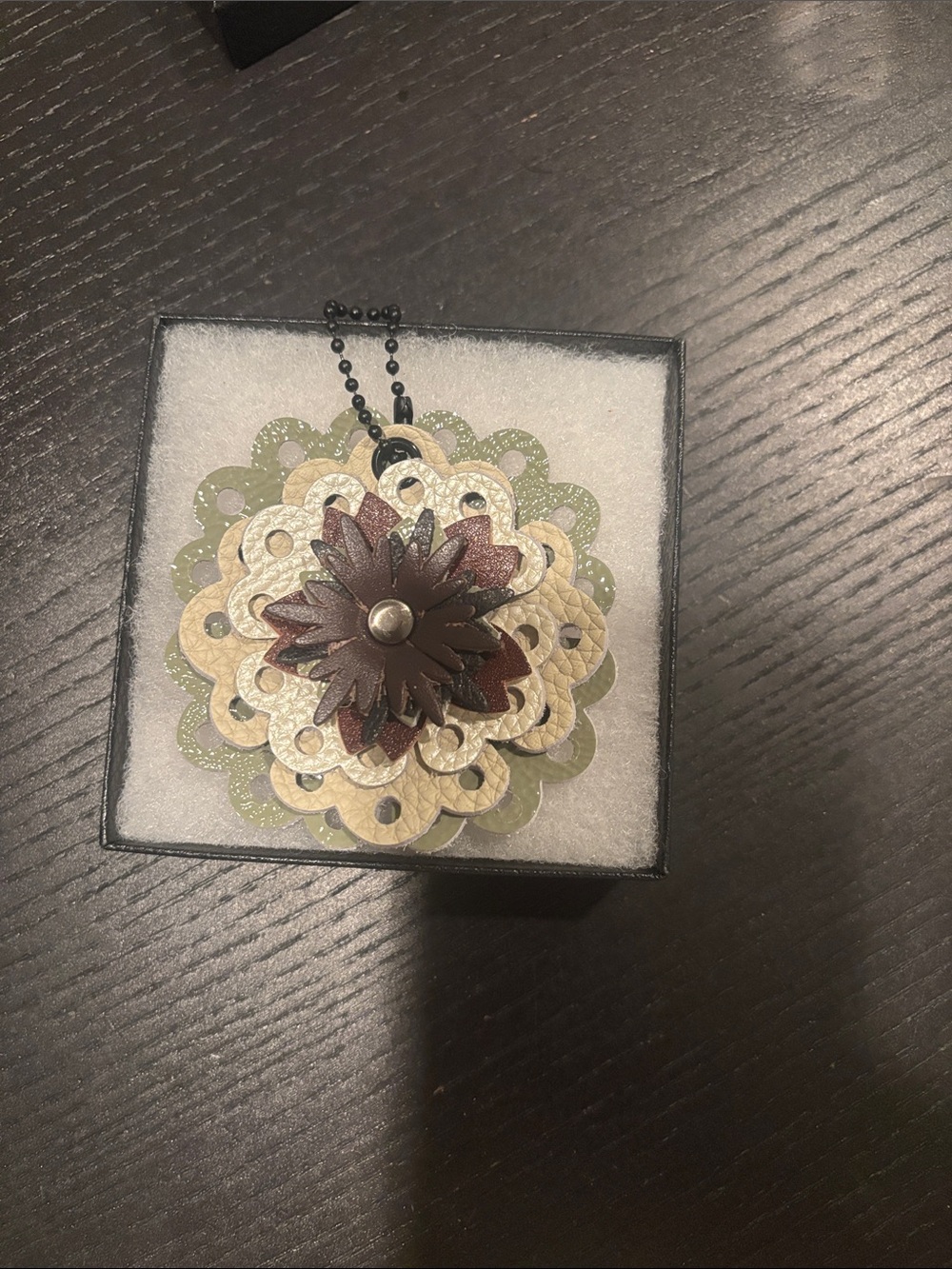 Rooster Original layered Floral Pendant Necklace - Brown, Green, White, Beige